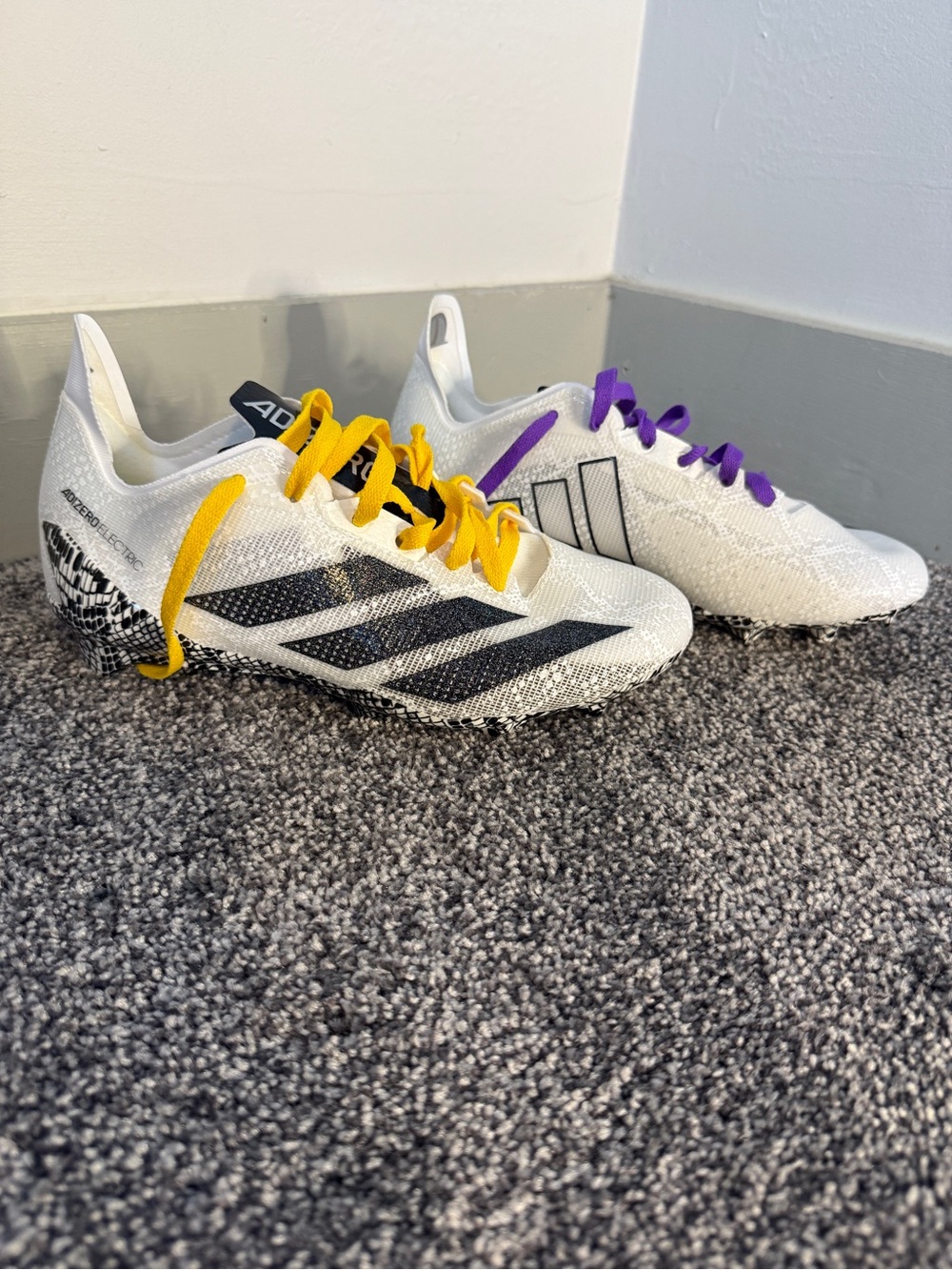 Adidas Adizero Electric Football Cleats Mens 7 White Black Snakeskin IE8867